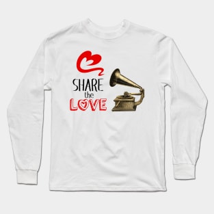 Share the Love Music Illustration with Text Long Sleeve T-Shirt